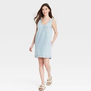 Universal Thread Women’s Denim‎ Light Wash Tank Mini Dress with Pockets NEW